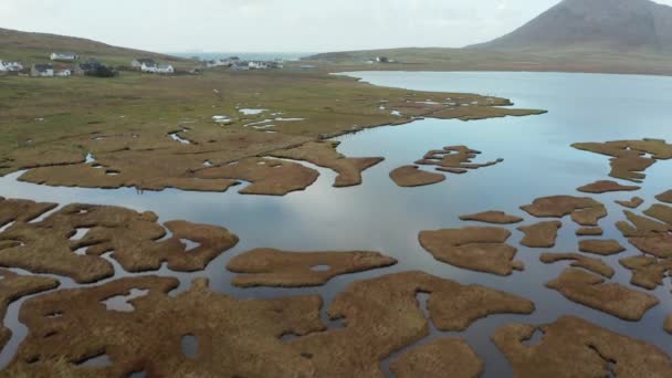 Ovanifrån Salta Kärr Northton Isle Harris Yttre Hebrides Skottland — Stockvideo