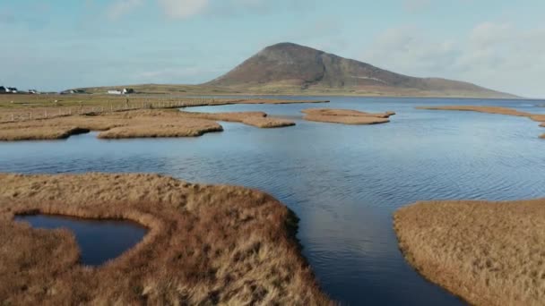 Ovanifrån Salta Kärr Northton Isle Harris Yttre Hebrides Skottland — Stockvideo