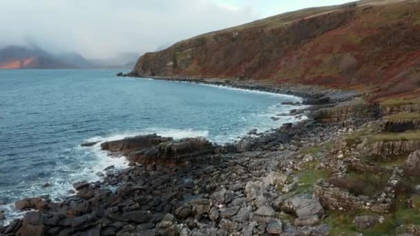 Drone Vista Sulla Spiaggia Elgol Isola Skye Scozia — Video Stock