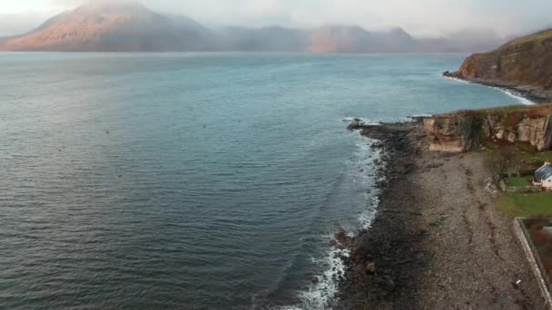 Drone View Elgol Beach Isle Skye Scotland — стокове відео