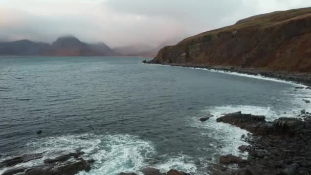 Drone View Elgol Beach Isle Skye Schotland — Stockvideo