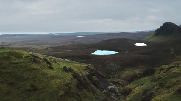 Widok Drona Osuwisko Ziemi Quiraing Północnej Szkocji Wyspa Skye — Wideo stockowe