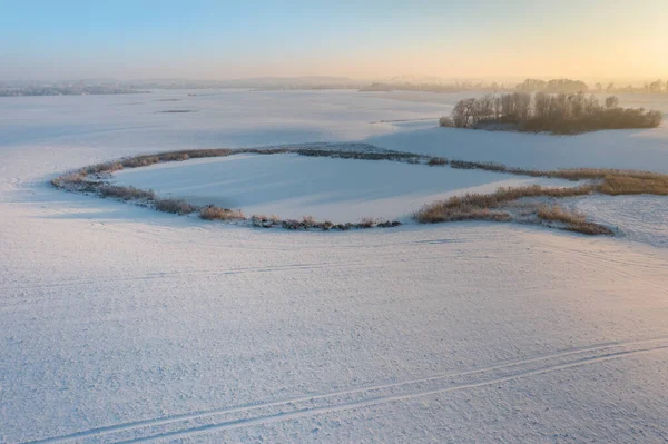 Veduta Aerea Drone Del Paesaggio Warmia Polonia Durante Periodo Invernale — Foto Stock