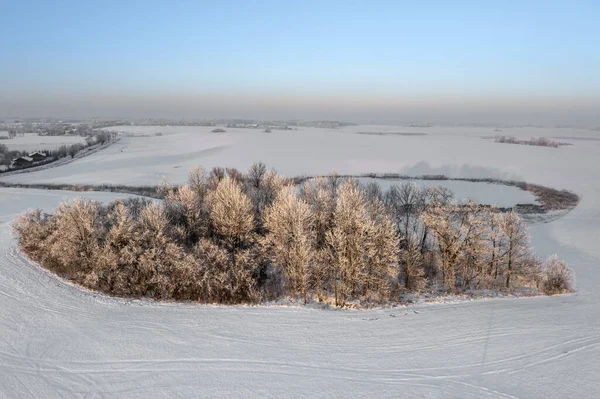 Vista Aérea Del Paisaje Warmia Polonia Durante Invierno —  Fotos de Stock