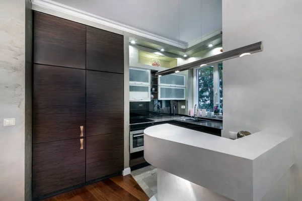 Modern Luxury Interior Design Kitchen Wooden Finishing — Stok fotoğraf