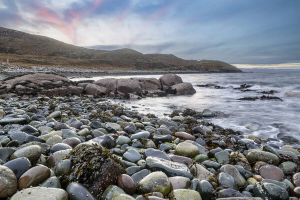 Scottish coast on the Isle of Sky during sunset, Scotland, UK