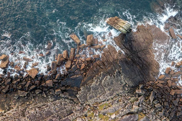 Top Drone Kilátás Elgol Beach Partvonalán Skye Sziget Skócia — Stock Fotó