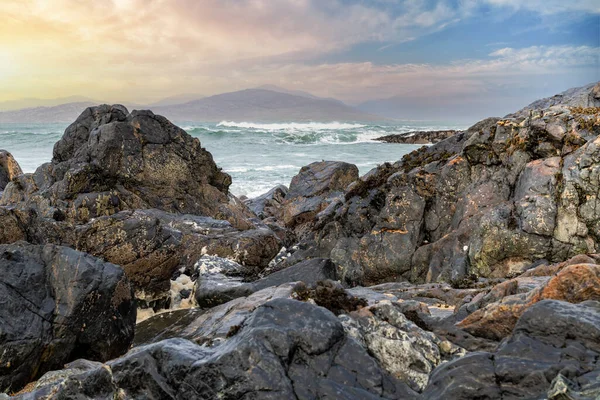 Escocés Lewis Harris Island Paisaje Costa Durante Puesta Del Sol — Foto de Stock