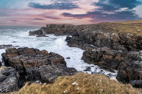 Rocky Scothic Coast Mangersta Isola Lewis Ebridi Esterne Scozia Regno — Foto Stock