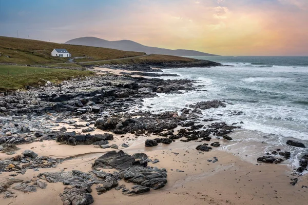Escocés Lewis Harris Island Paisaje Costa Durante Puesta Del Sol — Foto de Stock