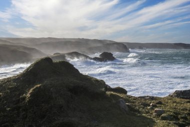 Mangersta yakınlarındaki Rocky Scotish sahili, Lewis Adası, Outer Hebrides, İskoçya, Birleşik Krallık