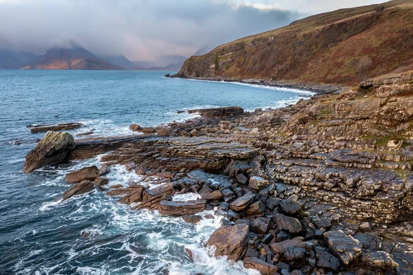 Linea Costiera Elgol Beach Durante Giornata Nuvolosa Isola Skye Scozia — Foto Stock