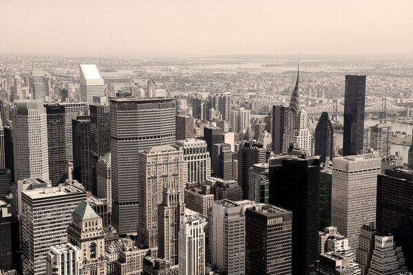 Skyline of Manhattan in New York City, United States (Sepia image