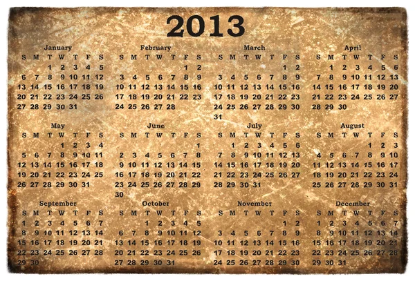 Calendrier mensuel 2013 sur fond ancien grunge — Photo