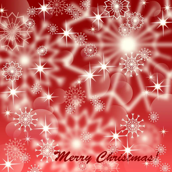 Červené vánoční pozadí s bílými sněhové vločky a ohňostroj, EPS10 — Stockový vektor