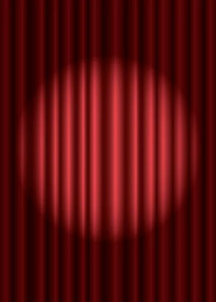 Zárt vörös színházi függöny középen reflektorfényben, EPS10 — Stock Vector