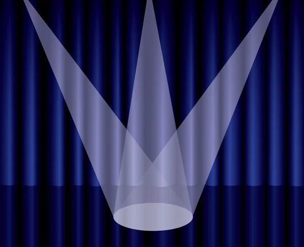 Cortina de teatro azul con proyector en el escenario, EPS10 — Vector de stock
