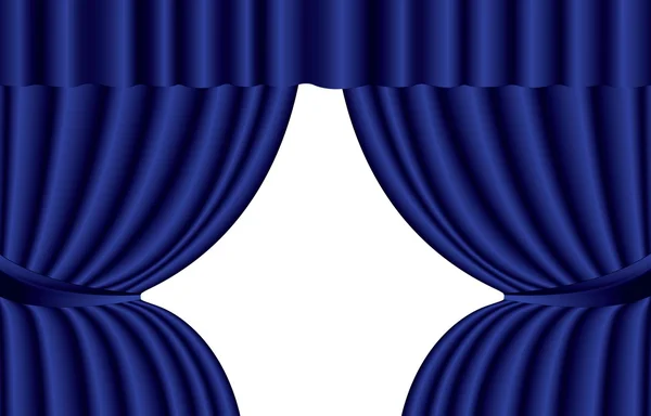 Blauw theater zijde gordijn achtergrond met golf, EPS10 — Stockvector