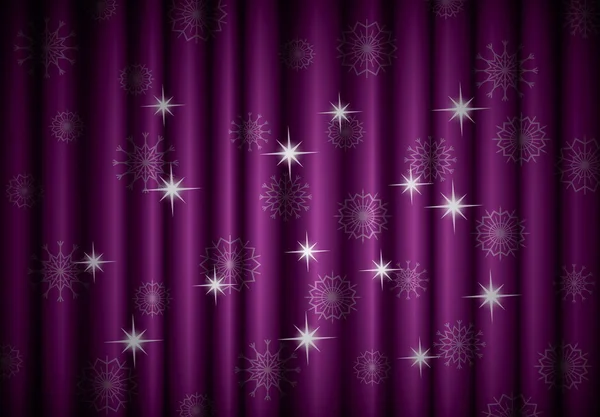 Fondo de cortina violeta de Navidad con copos de nieve, EPS10 — Vector de stock