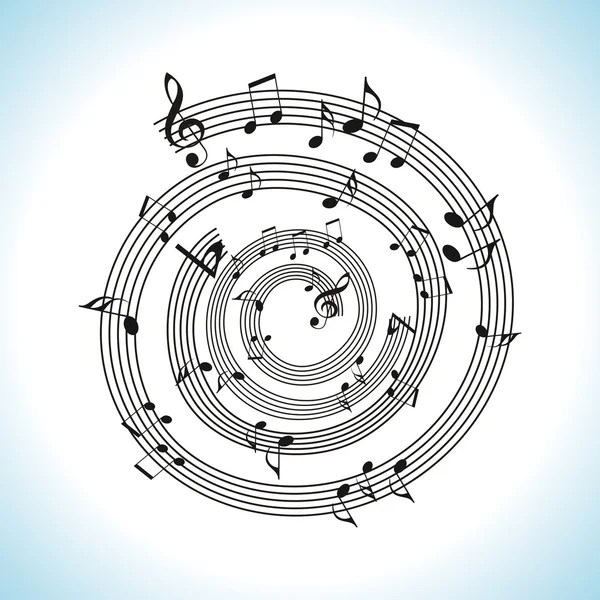 Fond de musique abstrait avec des notes musicales sur blanc — Image vectorielle