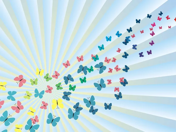 Färgglada bakgrund med fjäril, vacker dekorativ bakgrund — Stock vektor