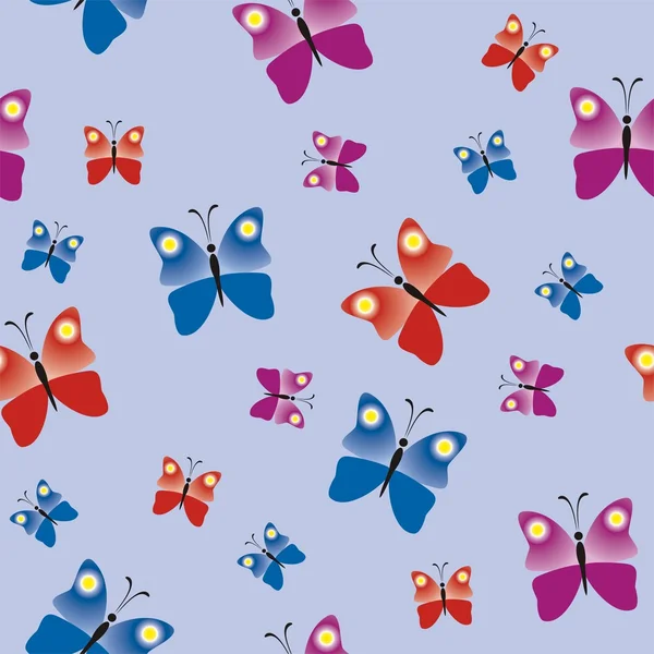 カラフルな蝶、蝶の背景とシームレスなパターン — ストックベクタ