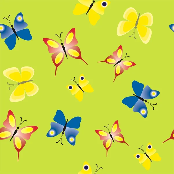 Patrón sin costuras con mariposas de colores, fondo de mariposa — Vector de stock