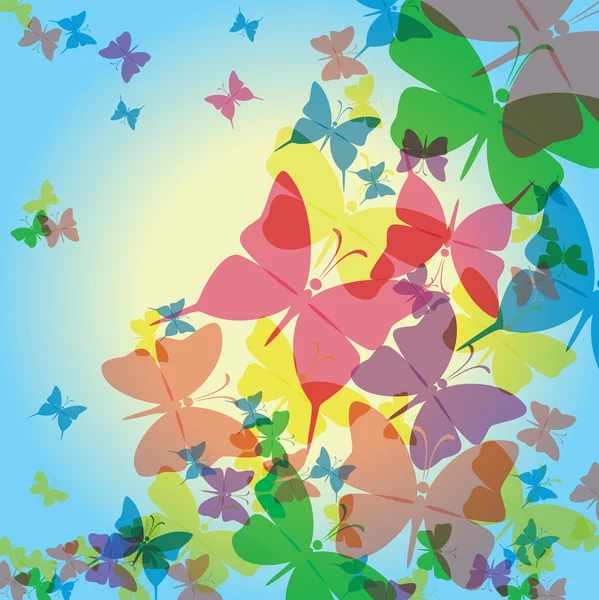 Fondo colorido con mariposa, hermoso fondo decorativo. EPS10 — Vector de stock