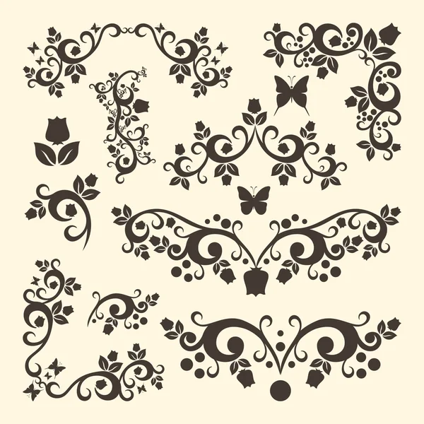 Винтажное украшение с цветочными элементами для приглашения или поздравительной открытки — стоковый вектор