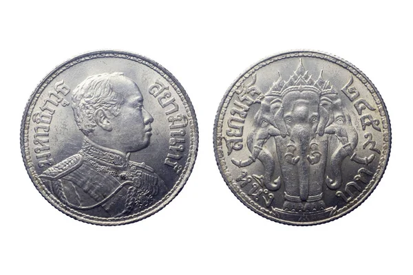 Rey Rama Rey Vajiravudh Portrait Erawan Elefhant Silver Coin — Foto de Stock