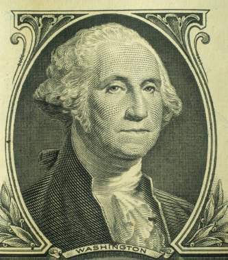 Bir dolarlık banknot makro, George Washington portresi, Birleşik Devletler para banknotu. (1 usd)