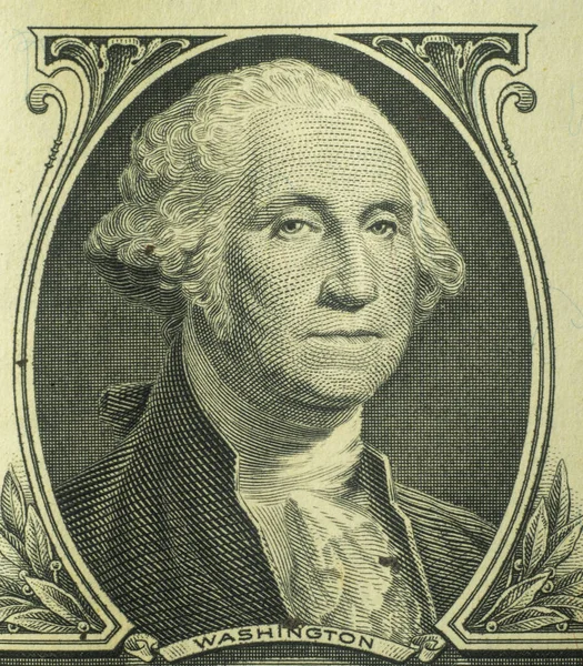 Один Долар Закрив Макро Портрет Джорджа Вашингтона Єднану Банкноту Штатів — стокове фото