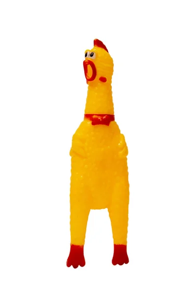 Chicken Schreeuwen Speelgoed Witte Achtergrond Squawking Kip Piepend Speelgoed Schreeuwen — Stockfoto