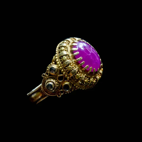 Rubino Rosa Anello Oro Anello Vintage Orafo Della Thailandia — Foto Stock