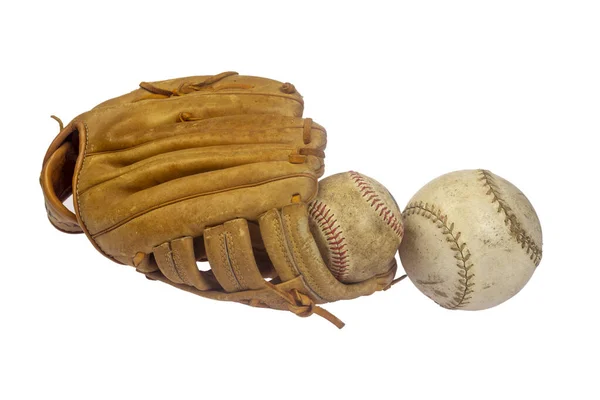 Vintage Klassische Leder Baseballhandschuh Isoliert Auf Weißem Hintergrund — Stockfoto