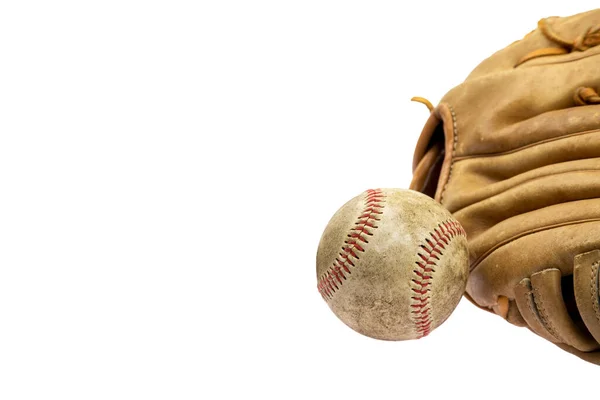 Vintage Classic Leather Baseball Glove Isolated White Background — Stock Photo, Image