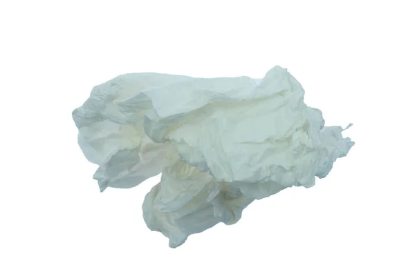 Verwendetes Geschraubtes Papiertaschentuch Isoliert Auf Weißem Hintergrund — Stockfoto