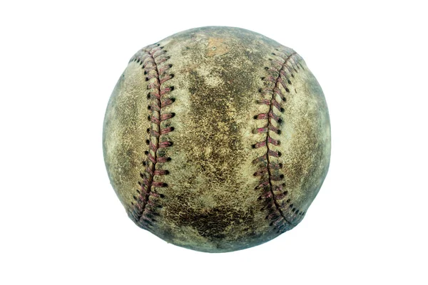 Grunge Palla Baseball Sporco Isolato Sfondo Bianco — Foto Stock