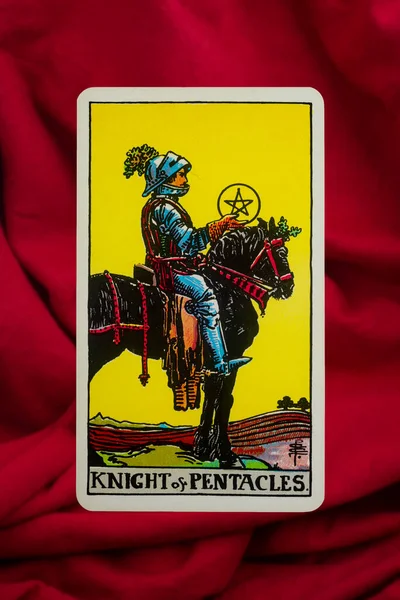 Yala Province June 2022 Knight Pentacles Tarot Card Rider Waite — 스톡 사진