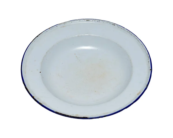 Enamel Zinc Dish Vintage Thai Enamel Food Tray Isolated White — Photo