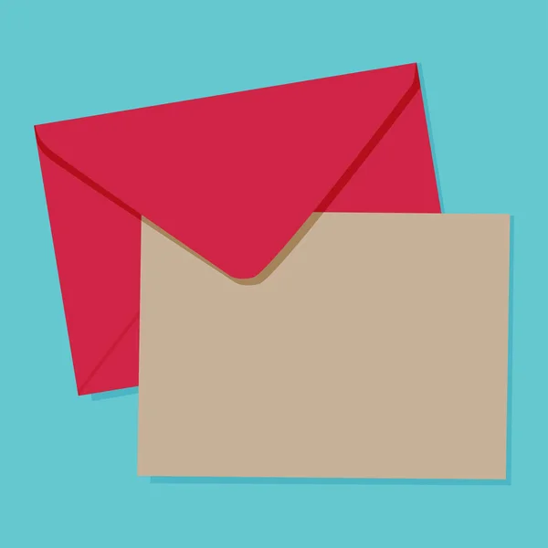 Cartão Papel Branco Com Envelope Vermelho Ilustração Vetorial —  Vetores de Stock