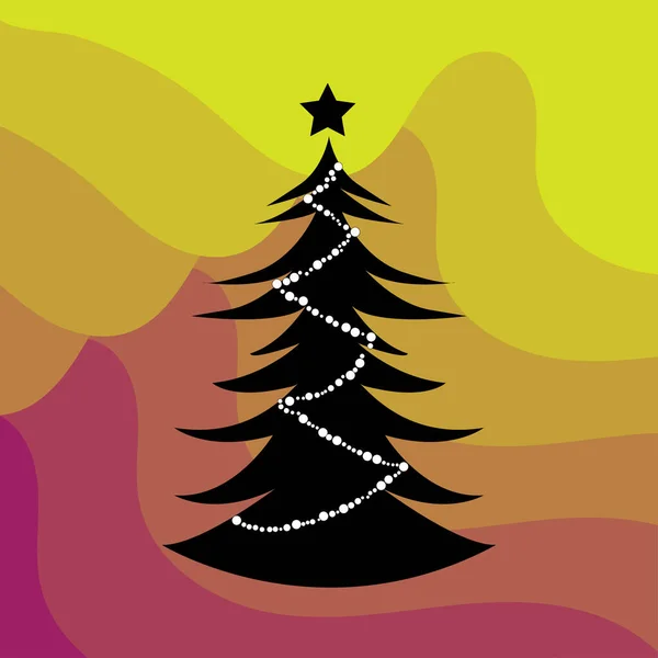 Christmas Tree Silhouette Isolated Colourful Background Vector Illustration — Stock Vector