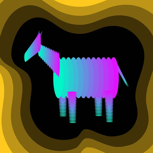 Różowy Niebieski Koń Wymyślony Koń Ilustracja Wektora — Wektor stockowy