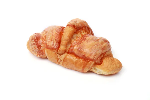 Friss és ízletes croissant több mint fehér háttér — Stock Fotó