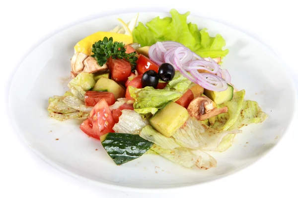 Vegetable salad on plate isolated on white — Stock Photo, Image