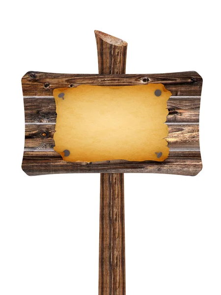 Puste drewniane znak ze starego papieru — Zdjęcie stockowe