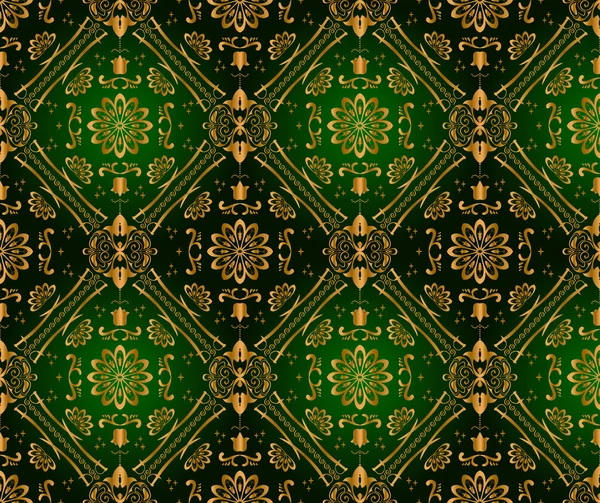 Groene retro behangpapier. naadloze — Stockvector