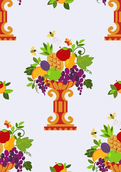 Vase color fruits seamless (wallpaper) — Stock Vector