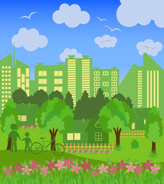 Símbolos ambientales de los estilos de vida urbanos — Vector de stock