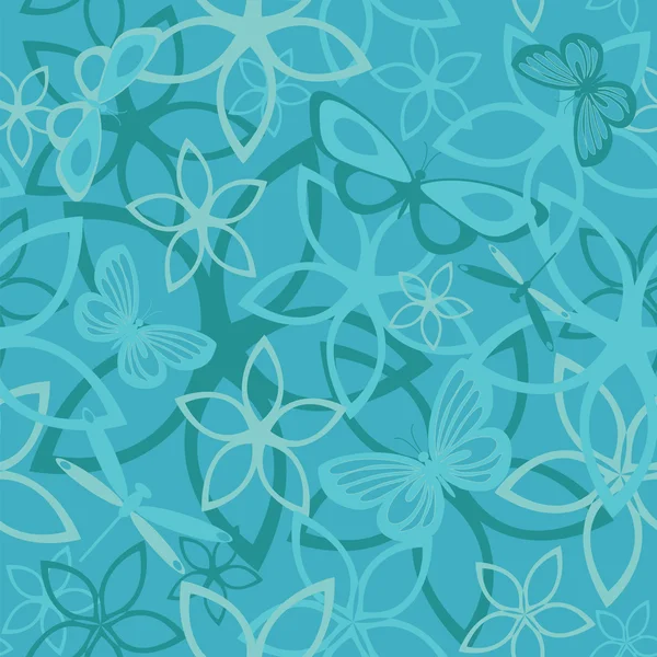 Floral vlinder abstracte achtergrond, naadloze — Stockvector